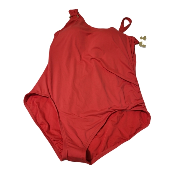 One Shoulder One Piece MK Bathsuit Woman Swimwear Sea Coral - Picture 2 of 11